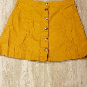 Divided Mustard Button-Front Skirt